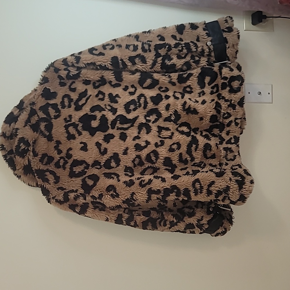 Avex Les Filles leopard print faux fur moto jacket. SMALL - Picture 6 of 15